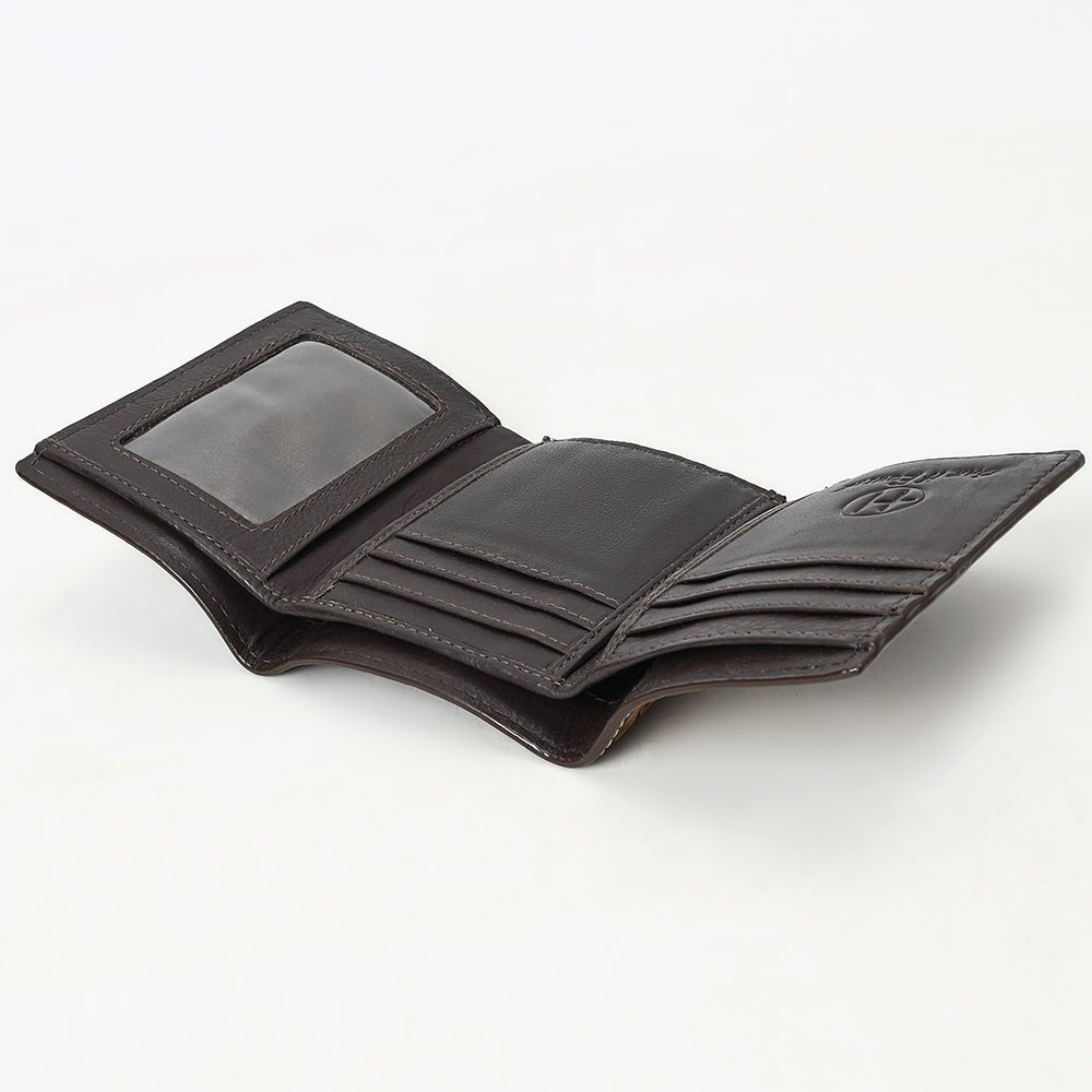 BAR H EQUINE Rodeo Floral Bifold &amp; Trifold Wallet For Men Women HairOn Genuine Leather Brown