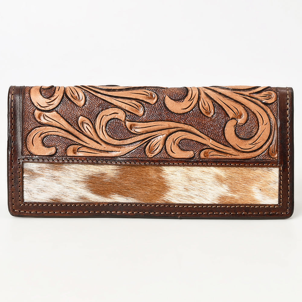 BAR H EQUINE Rodeo Floral Bifold &amp; Trifold Wallet For Men Women HairOn Genuine Leather Brown