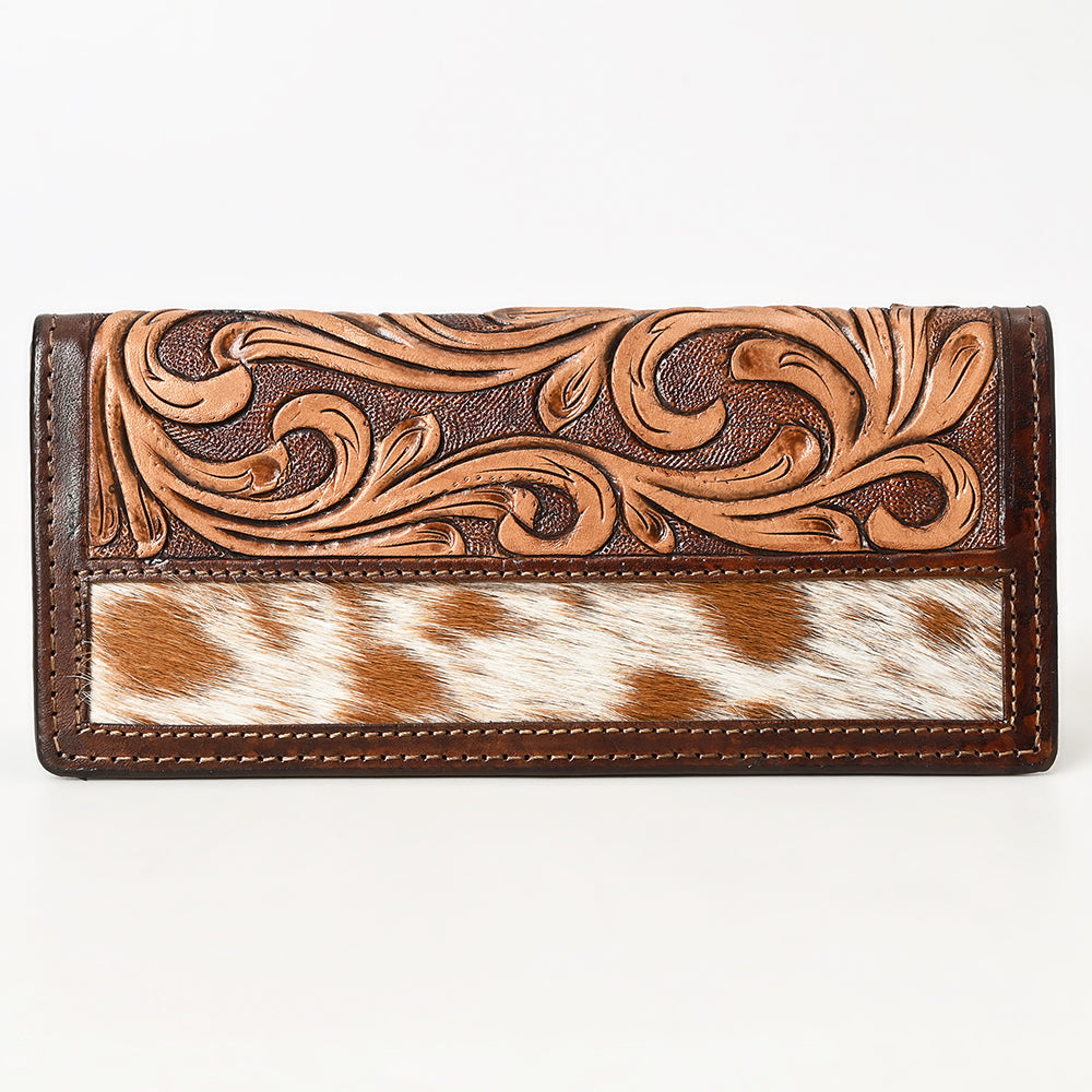 BAR H EQUINE Rodeo Floral Bifold &amp; Trifold Wallet For Men Women HairOn Genuine Leather Brown