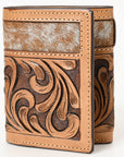 BAR H EQUINE Rodeo Floral Bifold & Trifold Wallet For Men Women HairOn Genuine Leather Brown