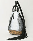 American Darling Sling Hand Tooled Crocodile Embossed Genuine Leather Women Bag Western Handbag Purse