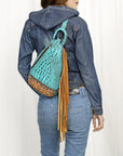 American Darling Sling Hand Tooled Crocodile Embossed Genuine Leather Women Bag Western Handbag Purse
