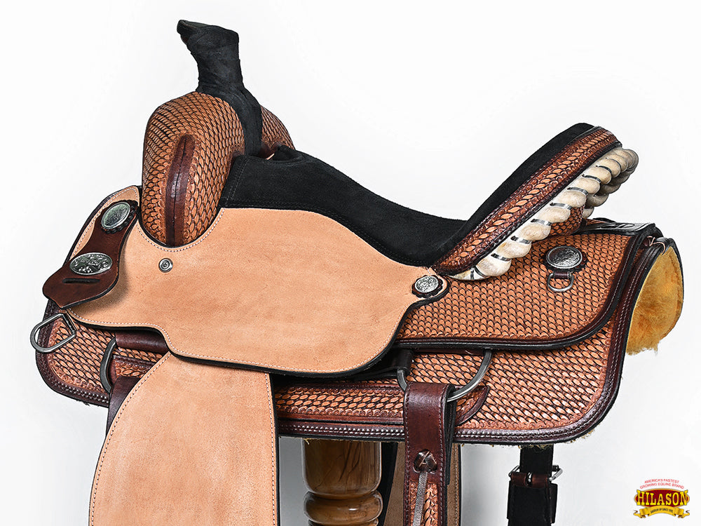 HILASON Western Horse Ranch Roping American Leather Saddle Brown