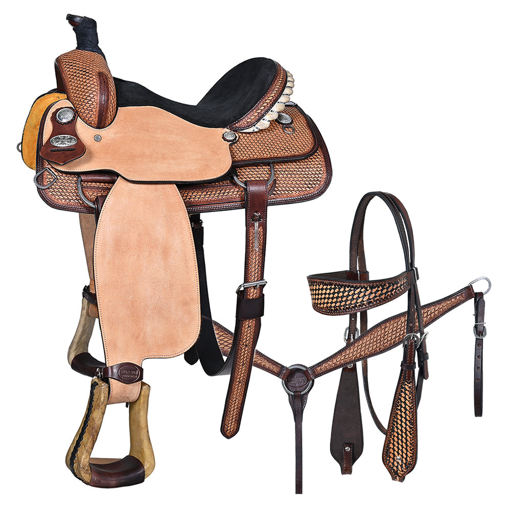 HILASON Western Horse Ranch Roping American Leather Saddle Brown