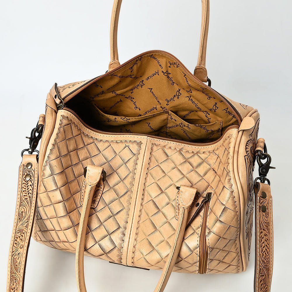 American Darling Duffel Hand Tooled Genuine Leather Women Bag Western Handbag Purse