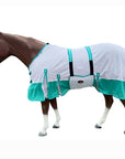 66 In - 84 In Hilason Horse Fly Sheet Uv Protect Mesh Bug Mosquito Summer White/Turquoise