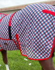 66 In - 84 In Hilason Horse Fly Sheet Uv Protect Mesh Bug Mosquito Summer Blue / Red Plaid