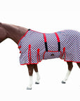 66 In - 84 In Hilason Horse Fly Sheet Uv Protect Mesh Bug Mosquito Summer Blue / Red Plaid