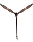 Bar H Equine Western Leather Horse Tack Set Basket Weave Carved Brown