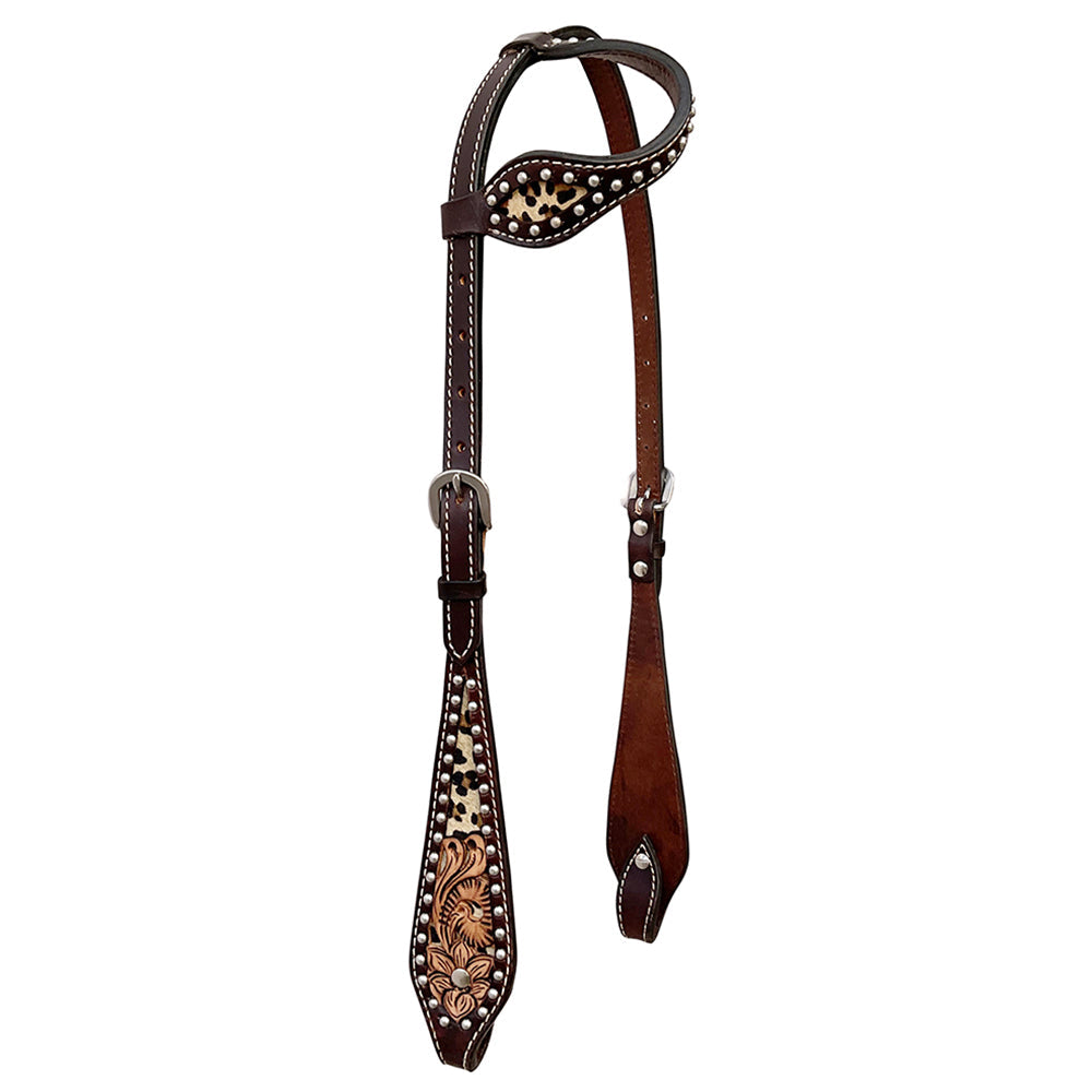 Bar H Equine Horse Genuine Leather Floral Carved Tack Set Brown