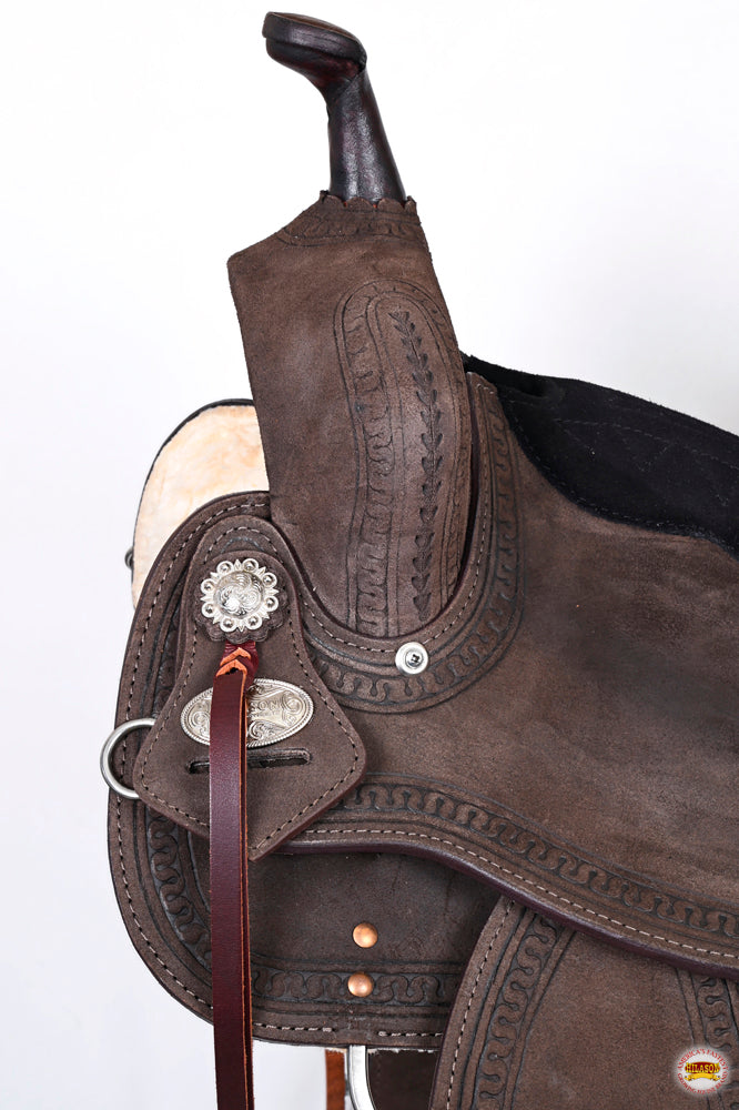 Hilason Western Horse Flex Tree Barrel Trail In Suede Leather Saddle &amp; Biothane Tack Set