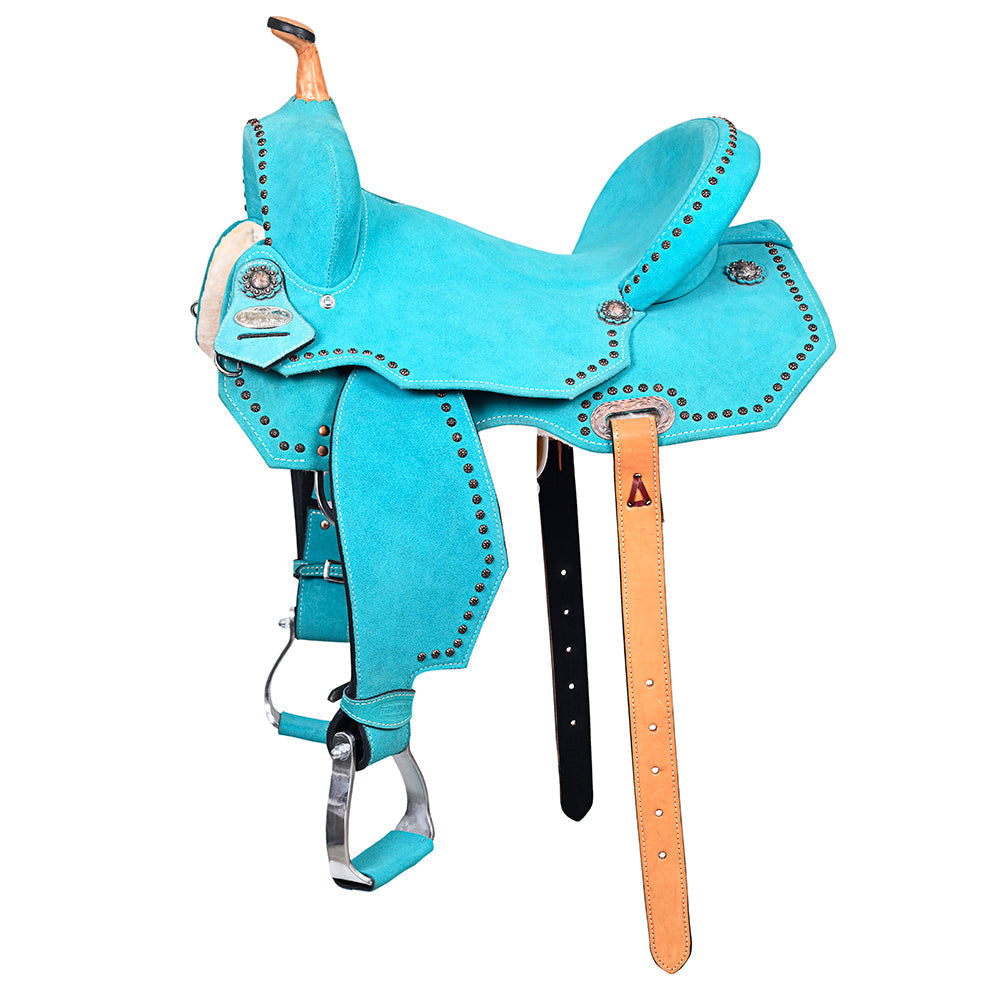 Hilason Western Horse Flex Tree Barrel Trail In Suede Leather Saddle &amp; Biothane Tack Set
