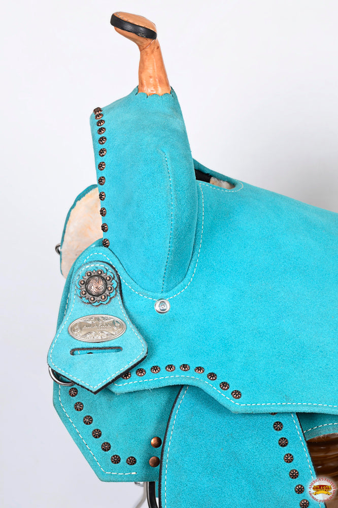 Hilason Western Horse Flex Tree Barrel Trail In Suede Leather Saddle &amp; Biothane Tack Set