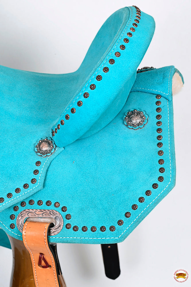 Hilason Western Horse Flex Tree Barrel Trail In Suede Leather Saddle &amp; Biothane Tack Set