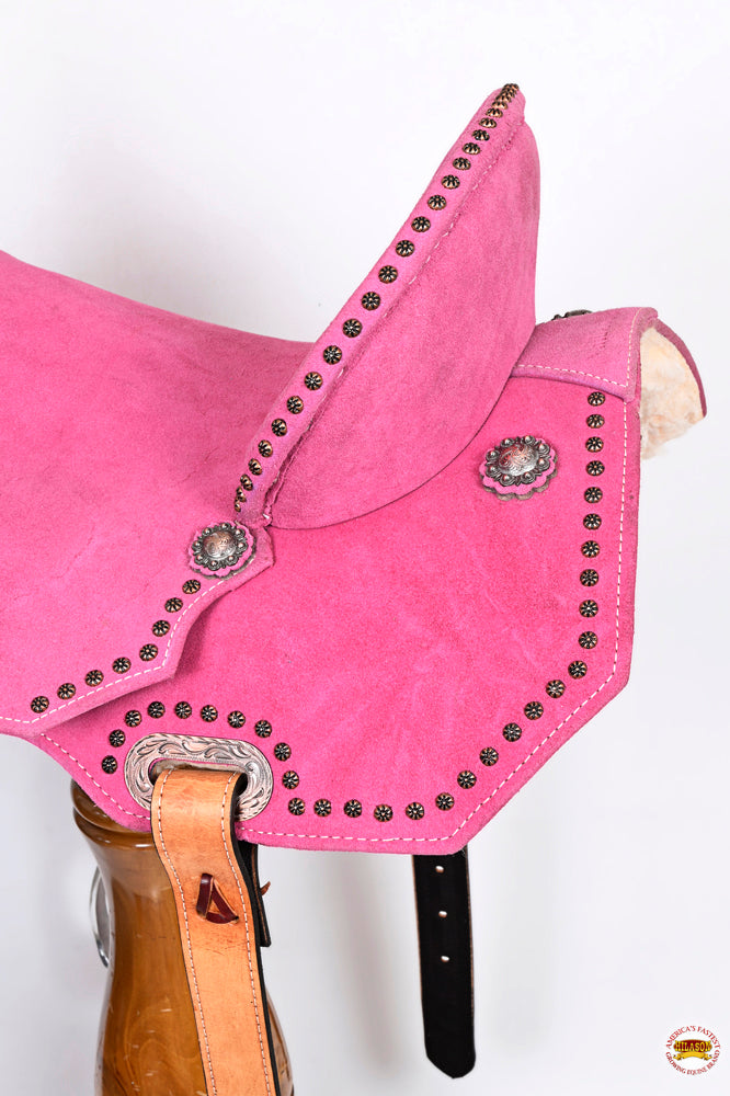 Hilason Western Horse Flex Tree Barrel Trail In Suede Leather Saddle &amp; Biothane Tack Set