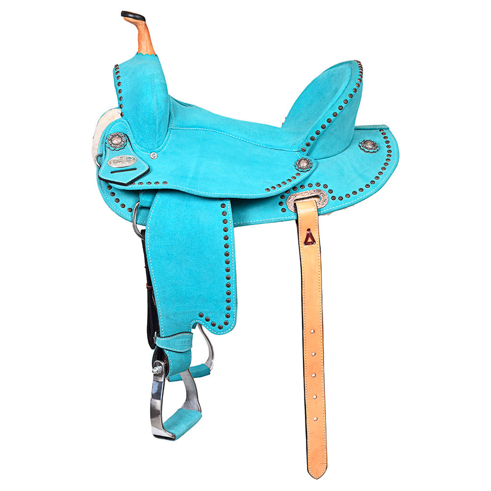 Hilason Western Horse Flex Tree Barrel Trail In Suede Leather Saddle &amp; Biothane Tack Set