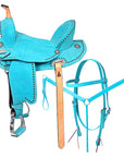 Hilason Western Horse Flex Tree Barrel Trail In Suede Leather Saddle & Biothane Tack Set