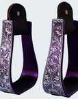 HILASON 3" Neck Western Aluminium Horse Stirrups Floral Engraved