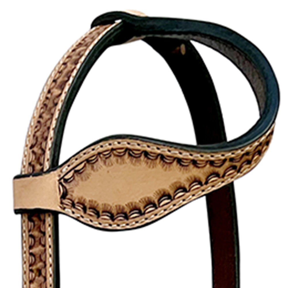 Bar H Equine Leather Horse Headstall Breast Collar &amp; One Ear Headstall Tan