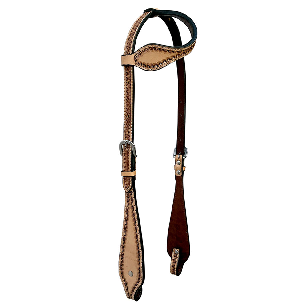 Bar H Equine Leather Horse Headstall Breast Collar &amp; One Ear Headstall Tan