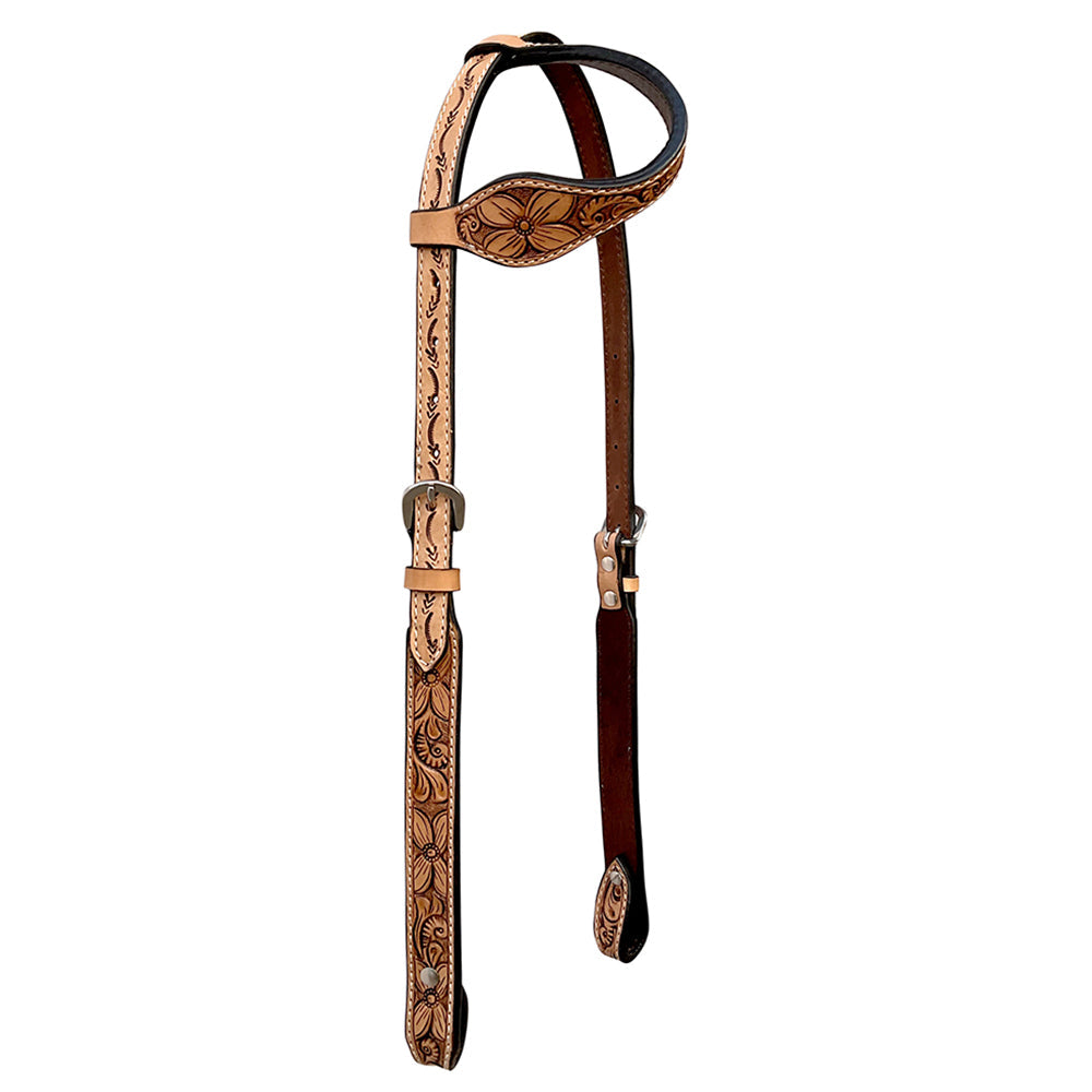 Bar H Equine Western Horse Genuine Leather Floral Carved Tack Set Tan