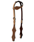 Bar H Equine Horse Genuine Leather Basket Weave Tooled Tack Set Brown