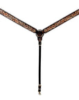 Bar H Equine Western Leather Headstall & Breast Collar Floral Dark Brown