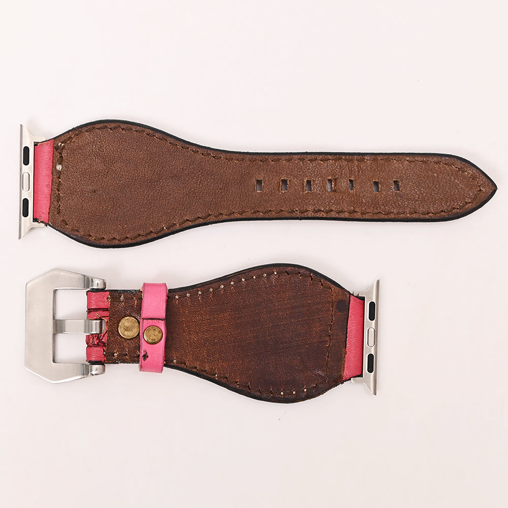 American Darling Beautifully Hand Tooled Painted Genuine Leather I watch Strap Men and Women Unisex