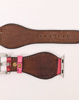 American Darling Beautifully Hand Tooled Painted Genuine Leather I watch Strap Men and Women Unisex