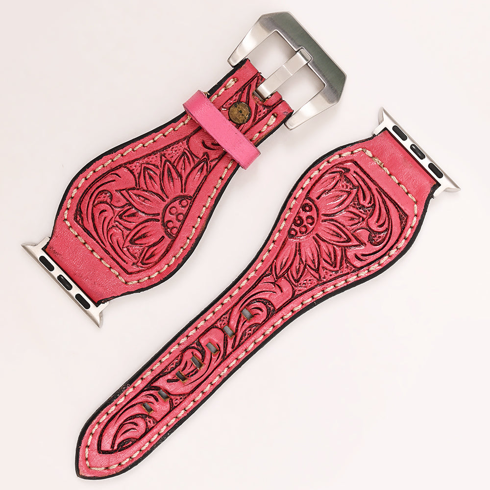 American Darling Beautifully Hand Tooled Painted Genuine Leather I watch Strap Men and Women Unisex