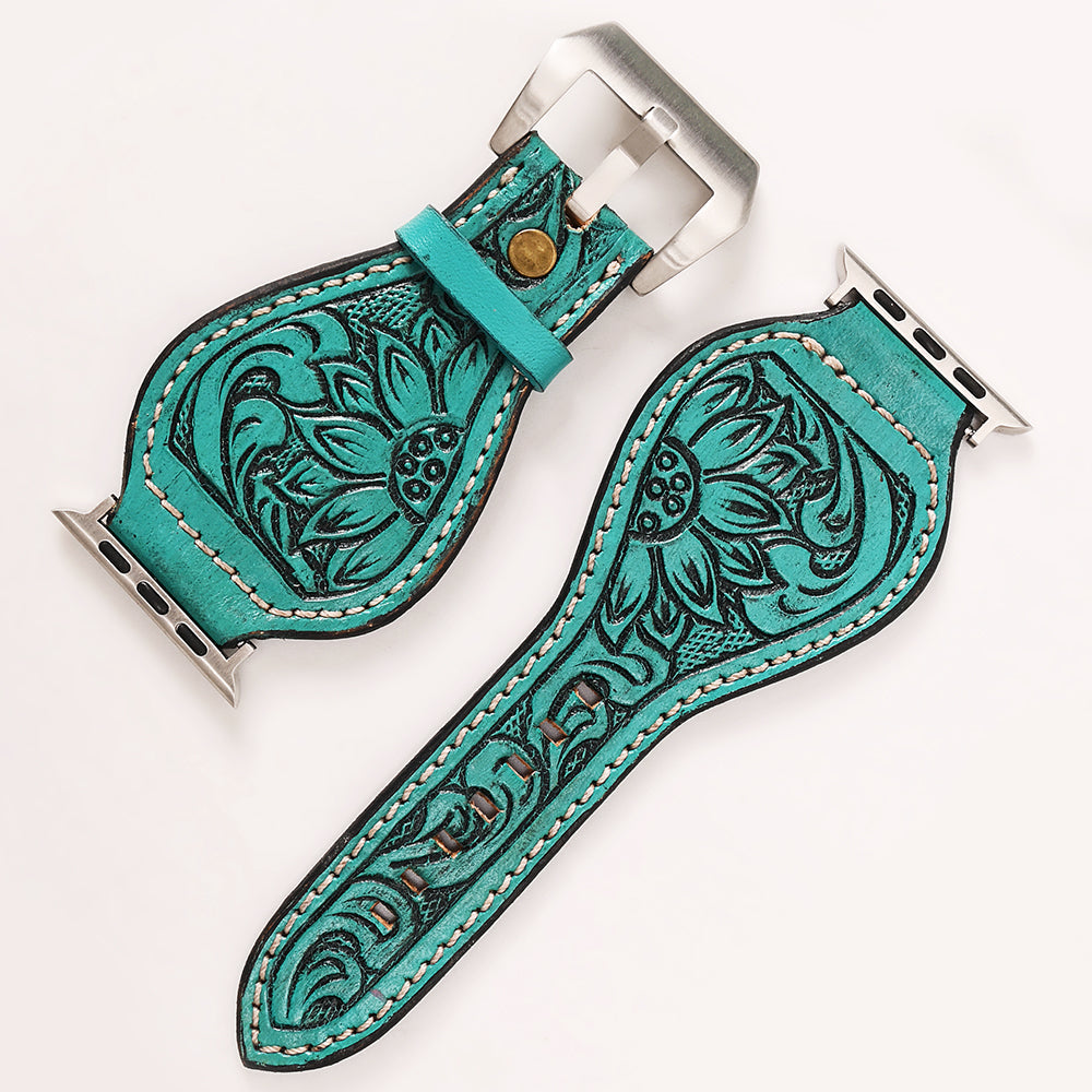 American Darling Beautifully Hand Tooled Painted Genuine Leather I watch Strap Men and Women Unisex