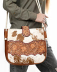 American Darling Adbg1485 Cross Body I Hand Tooled Hair-On Genuine Leather Women Bag Western Handbag Purse