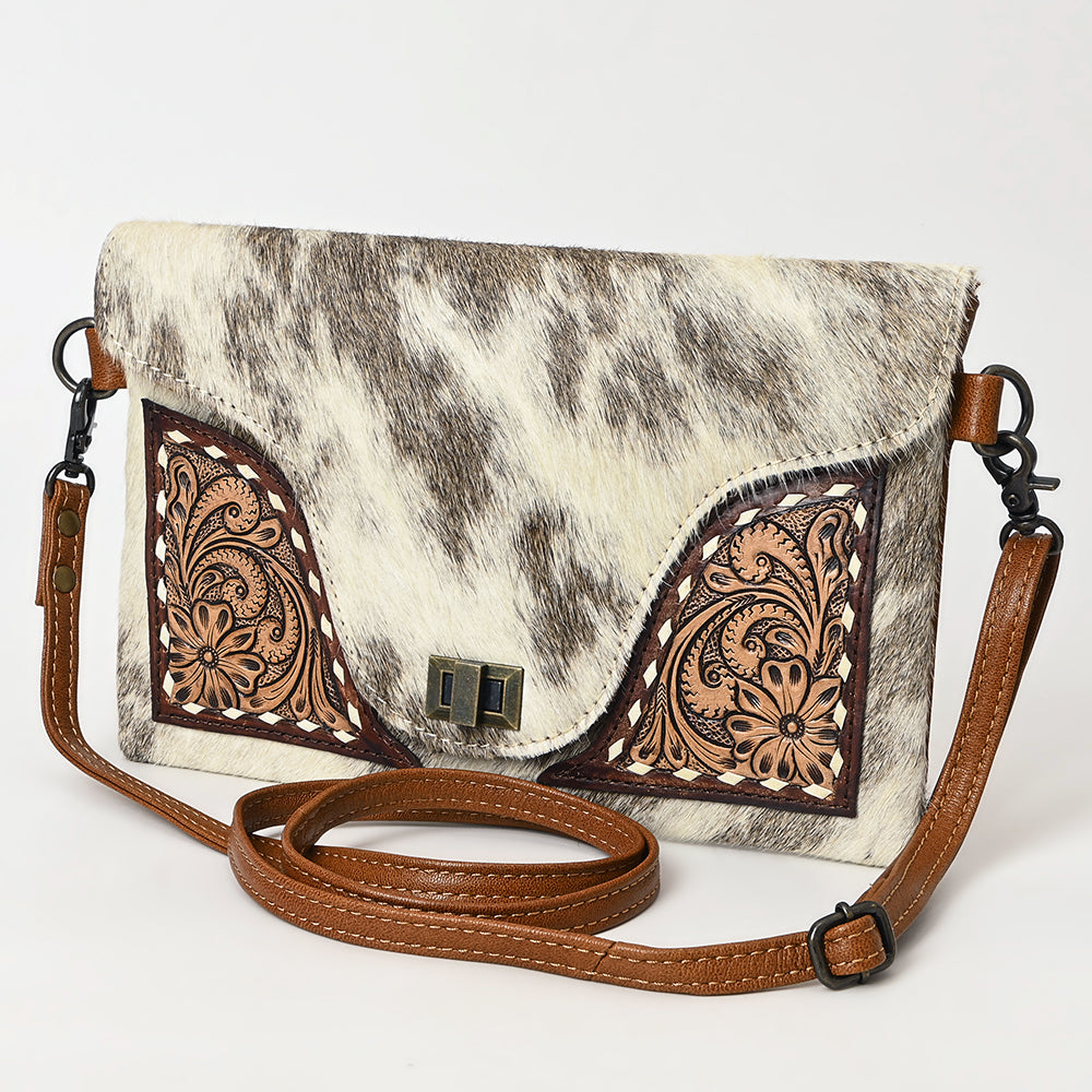 American Darling Adbg1497 Envelope Hand Tooled Hair-On Genuine Leather Women Bag Western Handbag Purse