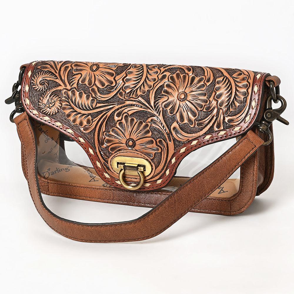 American Darling Adbg1507 Clear Bag Hand Tooled Genuine Leather Women Bag Western Handbag Purse