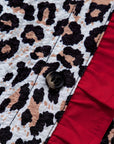 Leopard Contrast Trim Frilled V-Neck Shirt