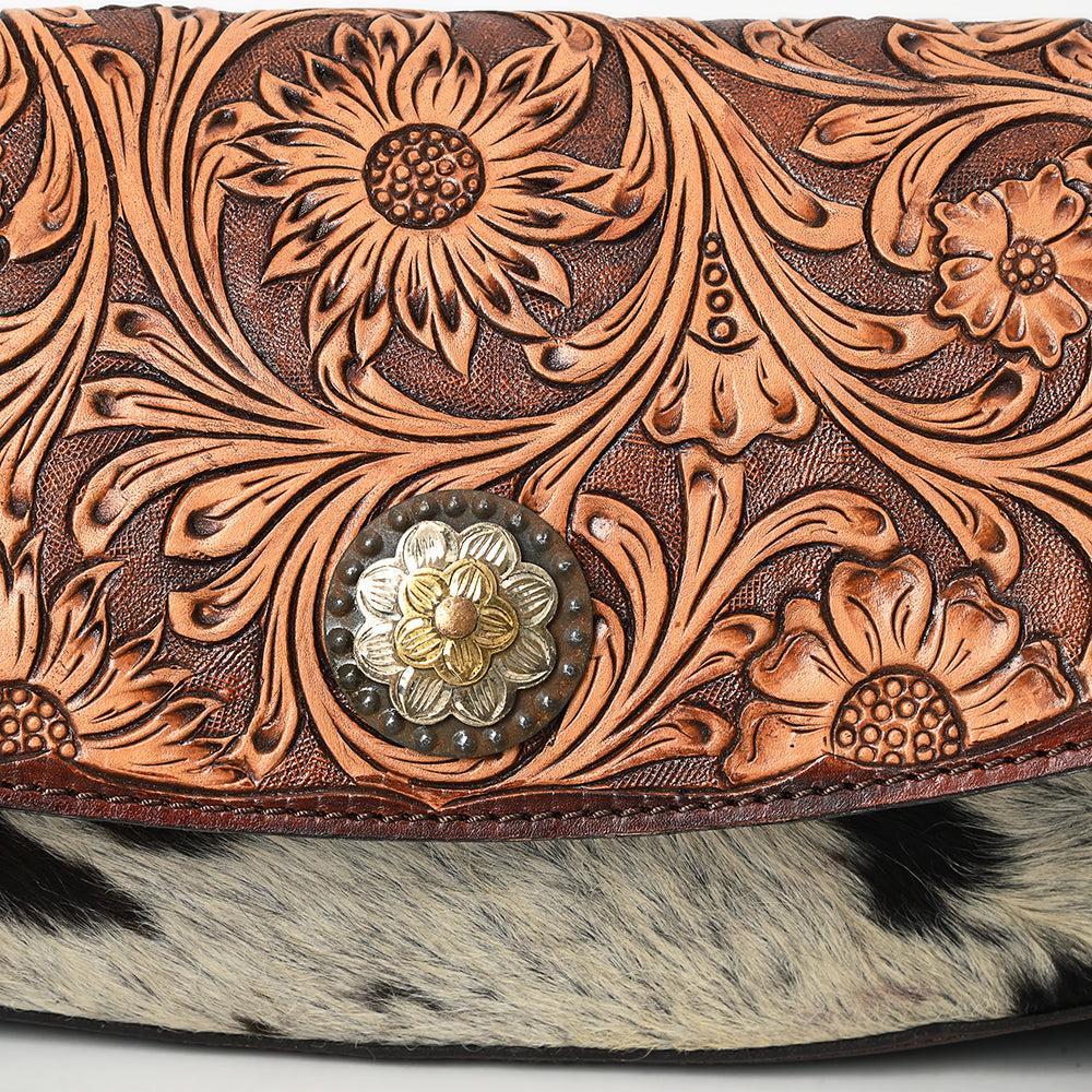 American Darling Adbga569 Cross Body I Hand Tooled Hair-On Genuine Leather Women Bag Western Handbag Purse