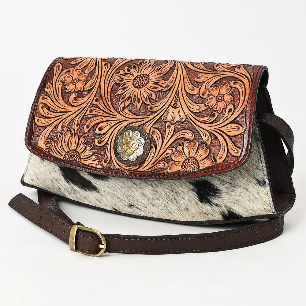 American Darling Adbga569 Cross Body I Hand Tooled Hair-On Genuine Leather Women Bag Western Handbag Purse