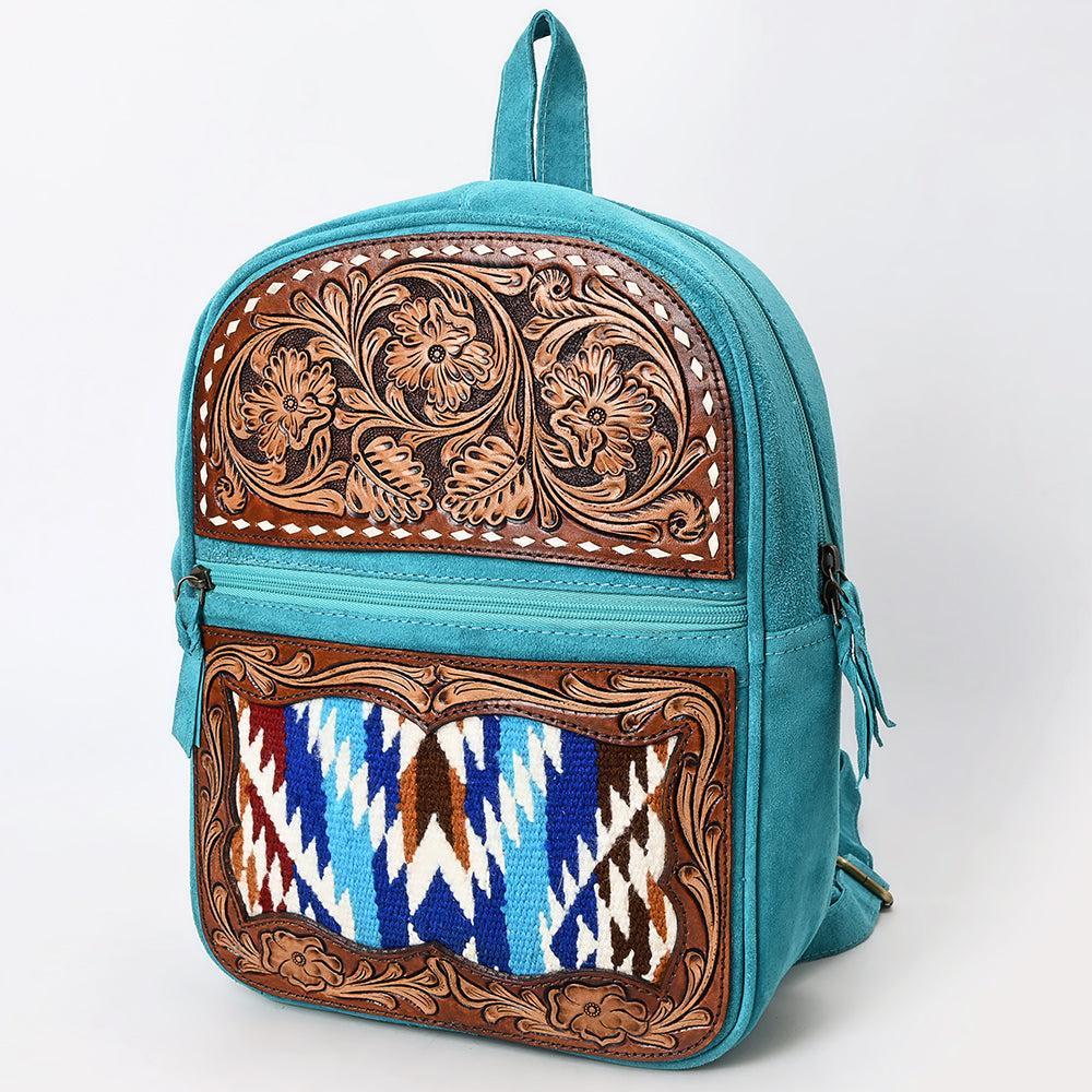 American Darling Adbga581 Backpack Hand Tooled Upcycled Wool Genuine Leather Women Bag Western Handbag Purse
