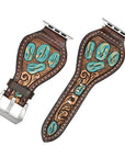 American Darling Beautifully Hand Tooled Painted Genuine Leather I watch Strap Men and Women Unisex