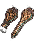 American Darling Beautifully Hand Tooled Painted Genuine Leather I watch Strap Men and Women Unisex