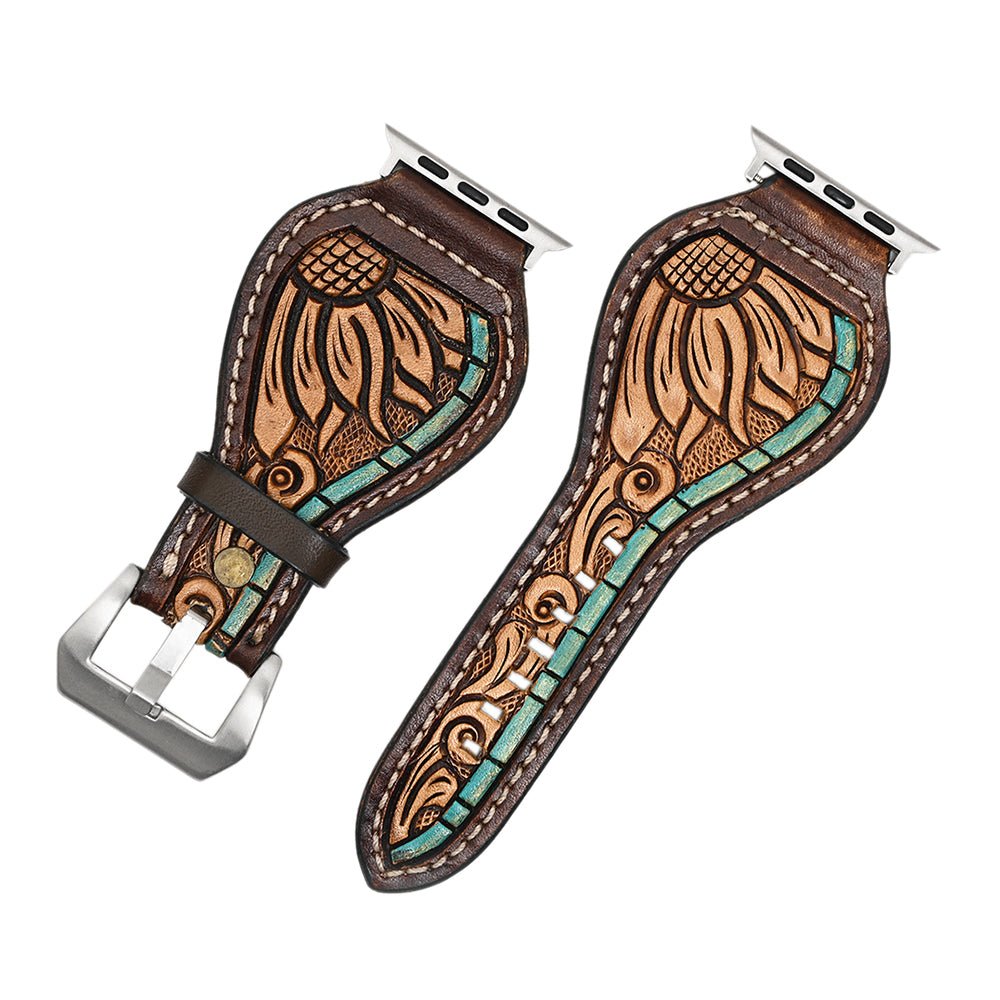 American Darling Floral Hand Tooled I watch Men Women Genuine Leather