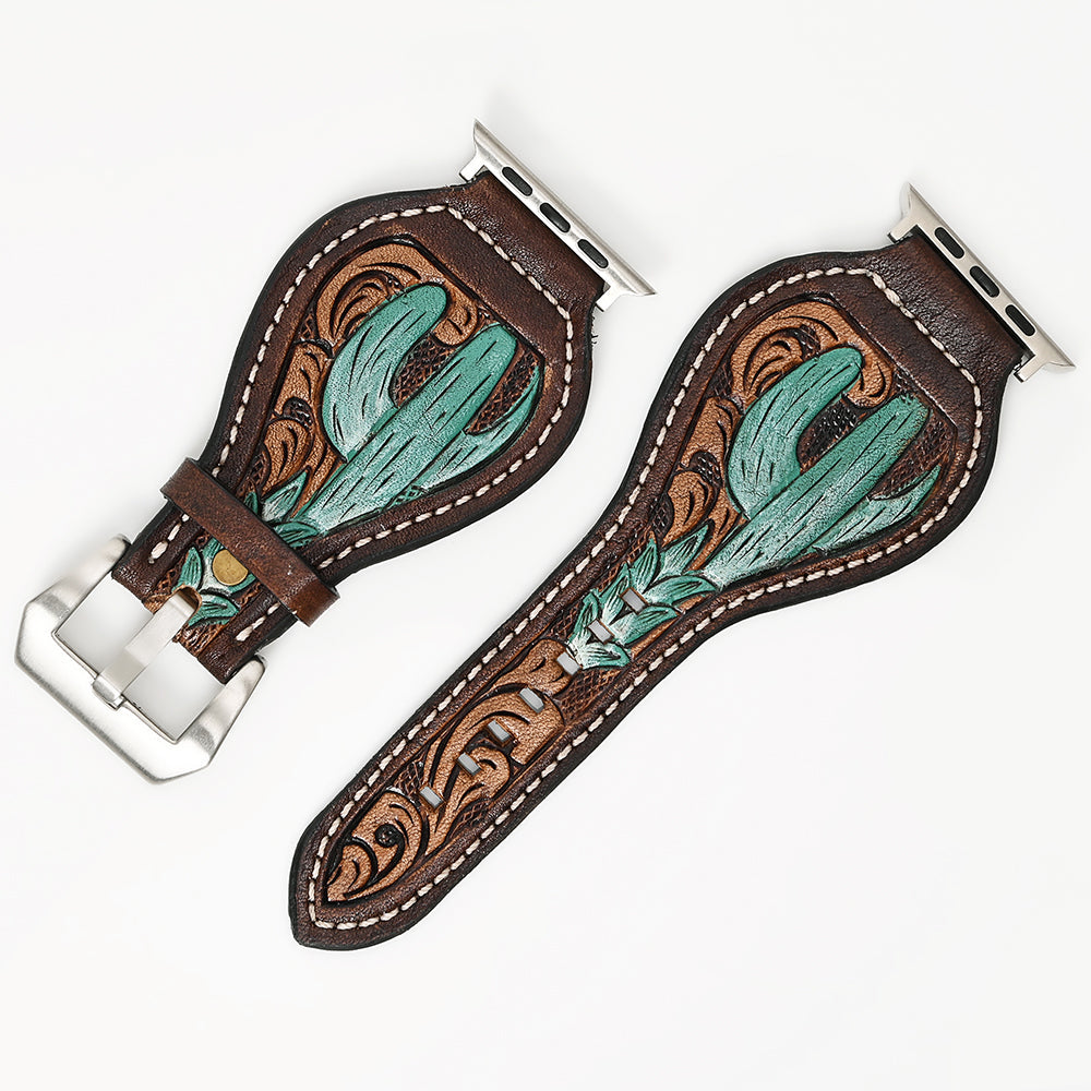American Darling Beautifully Hand Tooled Painted Genuine Leather I watch Strap Men and Women Unisex