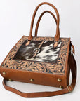 American Darling Adbga584 Tote Hand Tooled Hair-On Genuine Leather Women Bag Western Handbag Purse