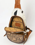 American Darling Adbg1521 Sling Hand Tooled Hair-On Genuine Leather Women Bag Western Handbag Purse