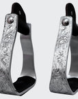 HILASON 3" Neck Western Aluminium Slanted Horse Stirrups Floral Engraved