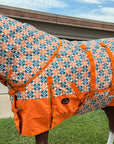 HILASON 1200D Winter Waterproof Poly Horse Hood Turnout Neck Blanket Belly Wrap Floral Motif