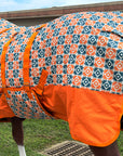 HILASON 1200D Winter Waterproof Poly Horse Hood Turnout Neck Blanket Belly Wrap Floral Motif