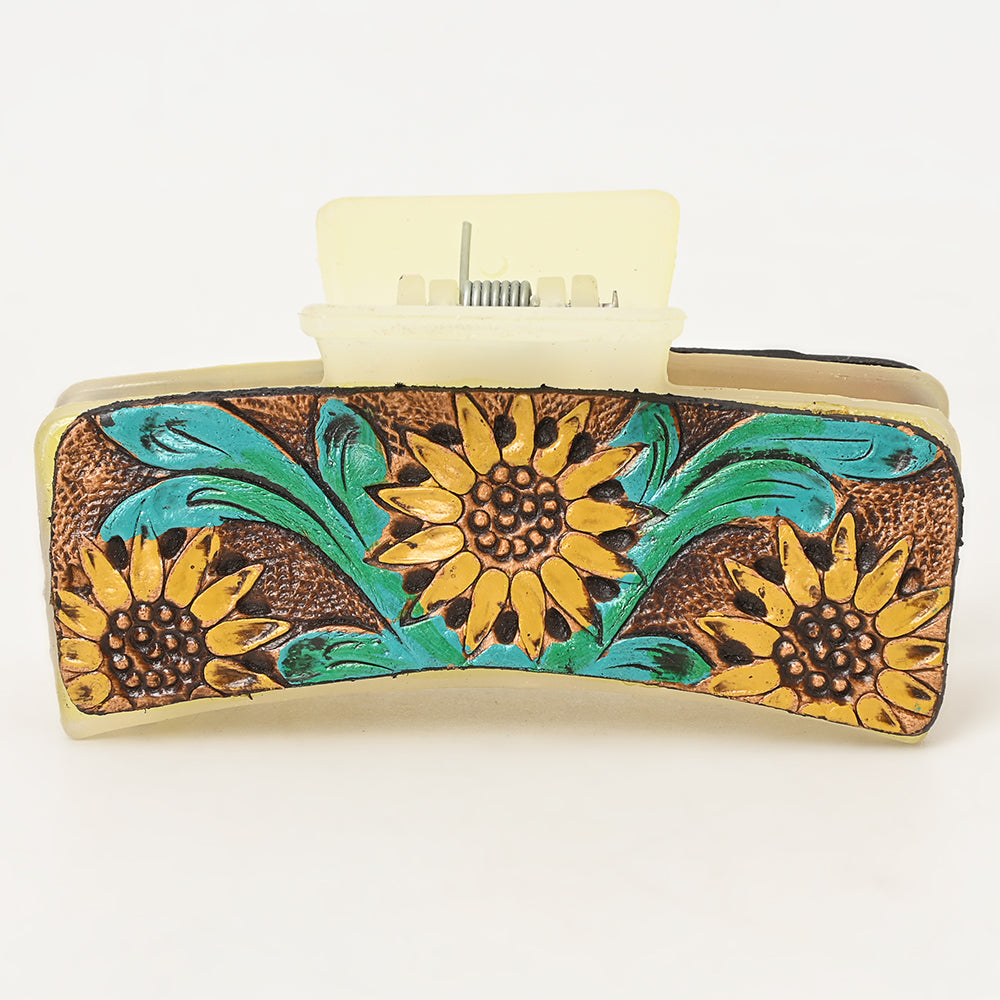 American Darling Beautifully Hand Tooled Women Ladies Hair Band Clip Clutcher Gift For Girls | Genuine Leather Claw Western
