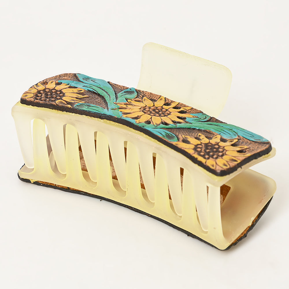 American Darling Beautifully Hand Tooled Women Ladies Hair Band Clip Clutcher Gift For Girls | Genuine Leather Claw Western