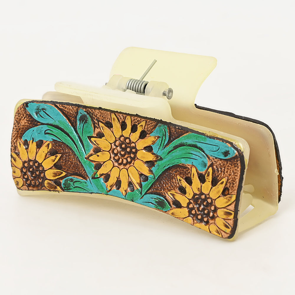 American Darling Beautifully Hand Tooled Women Ladies Hair Band Clip Clutcher Gift For Girls | Genuine Leather Claw Western